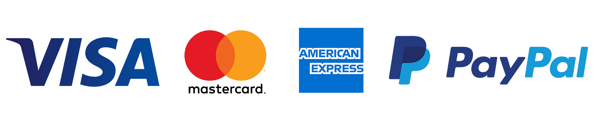 Zahlung mit PayPal, Visa, Mastercard